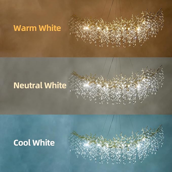55" Gold Crystal Raindrop Chandelier 16 Light K9 Crystal Pendant Light Fixture Contemporary Tree Branch Chandelier for Dining Room, Living Room Kitchen Island