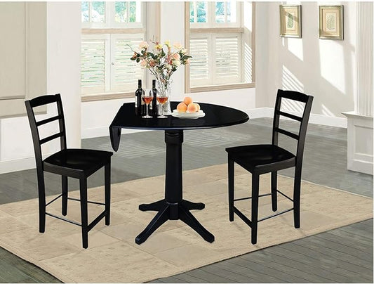 IC INTERNATIONAL CONCEPTS 42" Round Dual Drop Leaf Pedestal Table 30.3" H