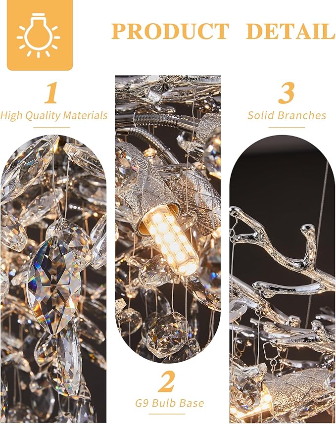 Luxury Silver 6-Tier Large Foyer Entrance Crystal Chandeliers Modern Long Staircase K9 Chandeliers for High Ceiling Big Crystal Chandelier(Height 75 Inch 43 Lights)