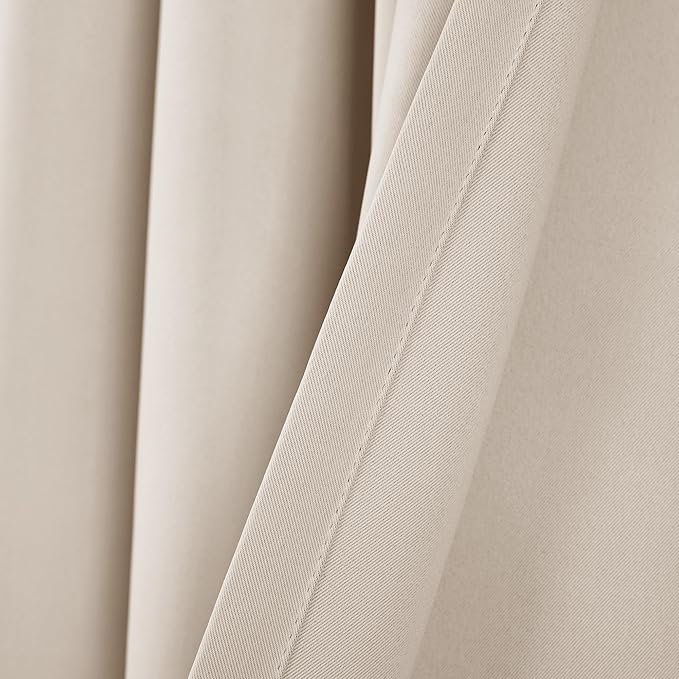 Lush Decor Insulated Grommet Blackout Window Curtain Panels, Pair, 52" W x 108" L, Wheat - Classic Modern Design - Chic Window Decor - Long Curtains For Living Room, Bedroom, Or Dining Room