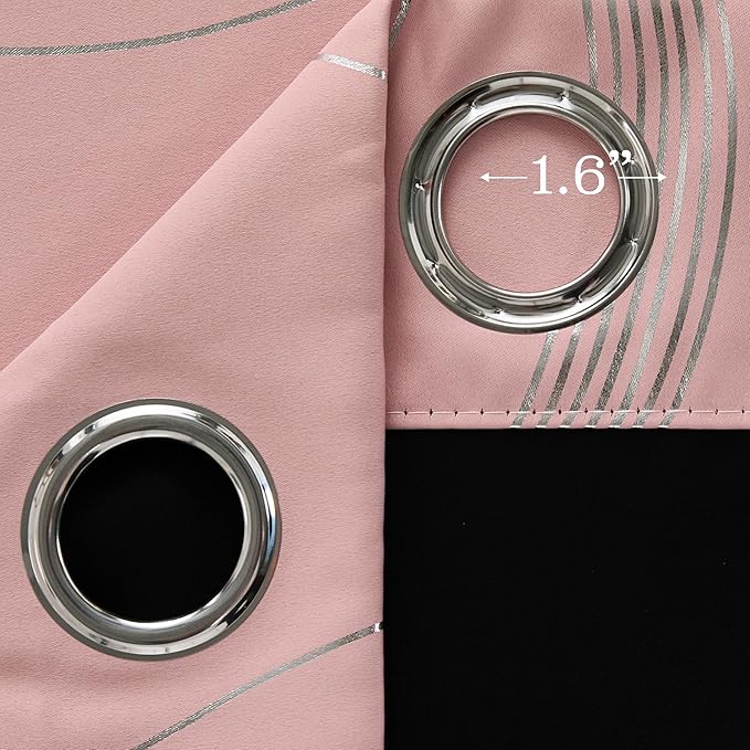 NICETOWN 100% Blackout Pink Curtains for Bedroom and Living Room, Easy Care Solid Thermal Insulated Grommet Panels and Drapes for Bedroom Decoration, 52" x 72", 2 Panels