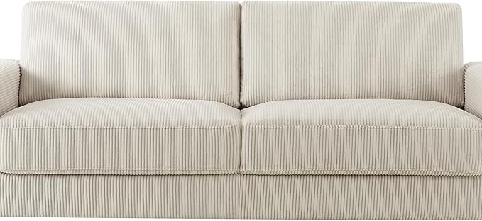 AC Pacific Derek 86" Modern Corduroy Couch for Living Room, Tufted Sofa with Plush Upholstery, High-Density Foam, Sleek Black Legs, Durable Wooden Frame, Sofa, Beige