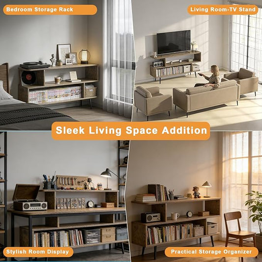 Lightdot TV Stand for TVs up to 45'', Modern Entertainment Center with Storage Open Shelf Large capacity for collection, Media Console Table for Living Room/Entrance/Sofa Cabinet, Easy Assembly- Amber