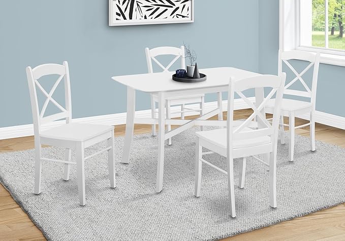 Monarch Specialties I 1323 Dining Table, 48" Rectangular, Small, Kitchen, Dining Room, White Veneer, Wood Legs, Transitional
