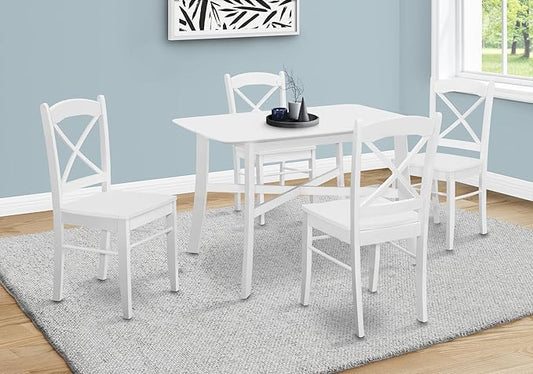 Monarch Specialties I 1323 Dining Table, 48" Rectangular, Small, Kitchen, Dining Room, White Veneer, Wood Legs, Transitional