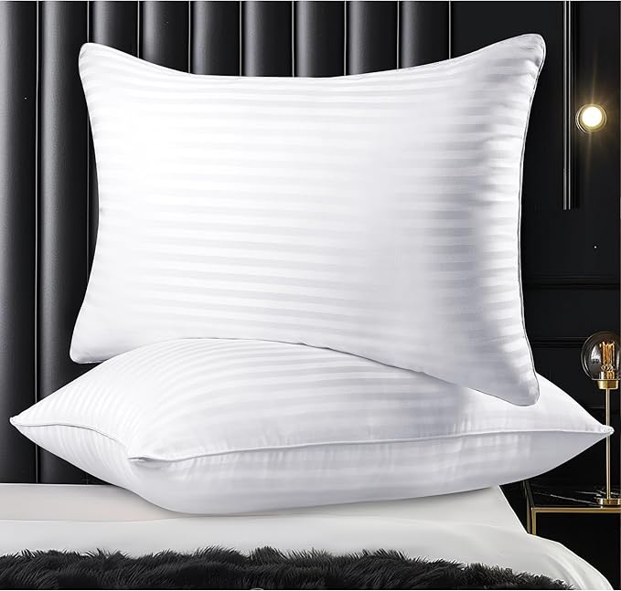 Qnoon Hotel Collection Bed Pillows for Sleeping, Bed Pillows Queen Size Set Of 2,Gusseted Pillow for Back, Stomach or Side Sleepers