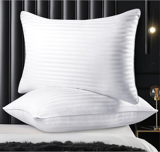 Qnoon Hotel Collection Bed Pillows for Sleeping, Bed Pillows Queen Size Set Of 2,Gusseted Pillow for Back, Stomach or Side Sleepers