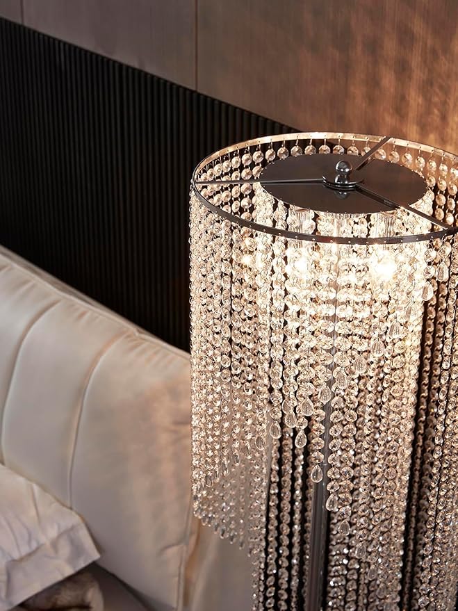 Crystal Floor Lamp, Elegant Rain Lamp, Modern Lava Lamp for Living Room, Bedroom, Girls Room, Silver Chrome
