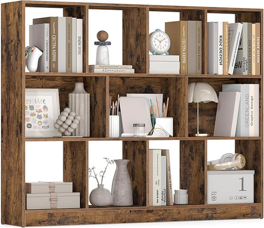 VASAGLE Custos Collection - Bookshelf, 3-Tier Bookcase, Book Shelf, Open Storage Shelf, 9.4 x 49.6 x 39.4 Inches, for Living Room, Home Office, Dining Room, Rustic Brown ULBC454K01