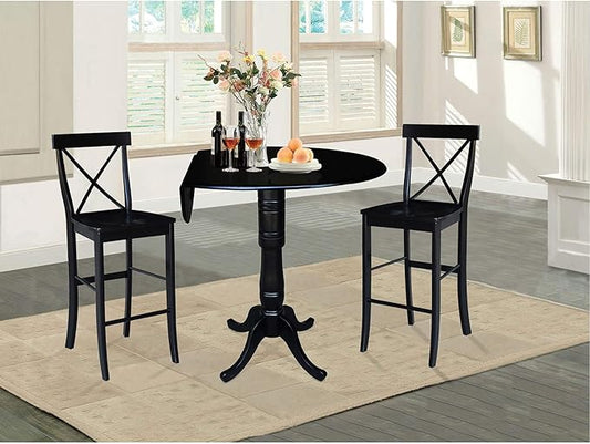 IC INTERNATIONAL CONCEPTS 42" Round Dual Drop Leaf Pedestal Table 41.5" H