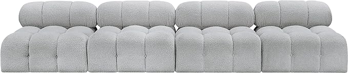 Meridian Furniture 611Grey-S136B Ames Collection Modern | Contemporary Modular Sofa with Rich Grey Boucle Fabric, Modular to Create Infinite Configurations, 136" W x 34" D x 28" H, Grey