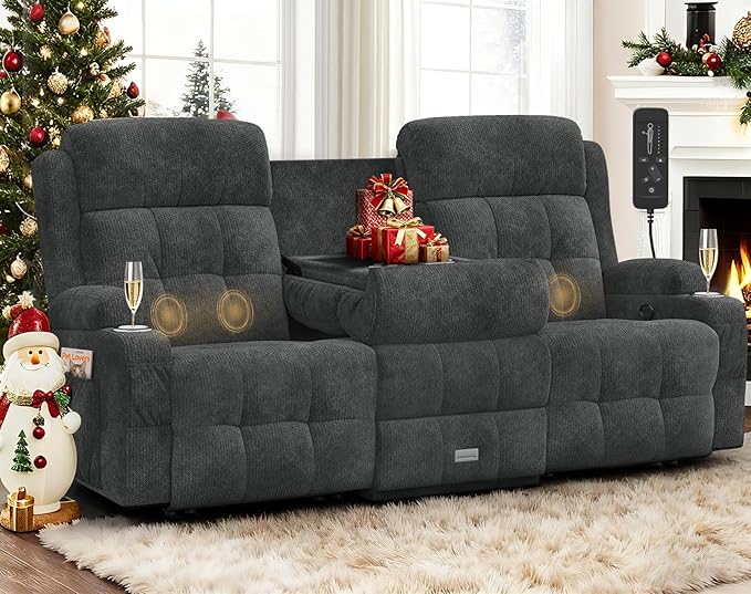 Recliner Sofa, Fabric Reclining Sofa 3 Seater Massage Flip Back Sets with Heavy Weight Capacity, RV Loveseat Clearance, Recliner Couch with Storage, Cup Holders, Wall Hugger Couches for Living Room