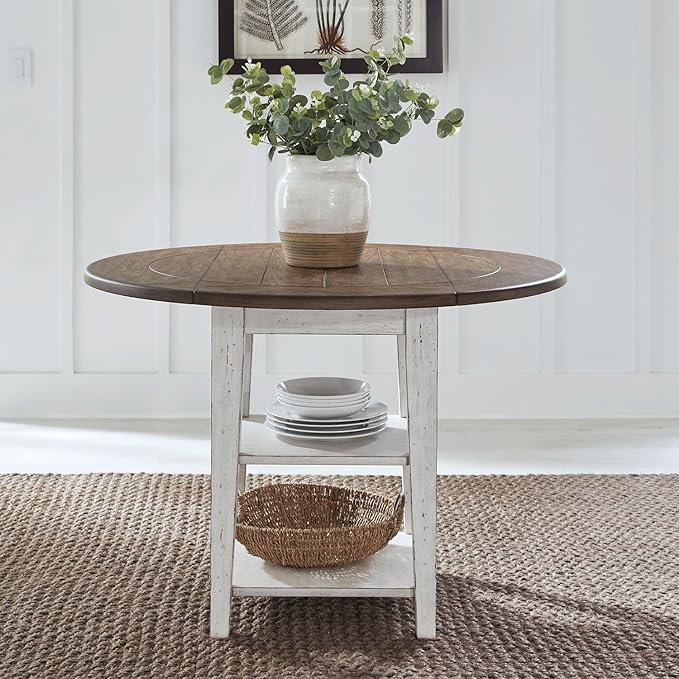 Liberty Furniture Al Fresco Drop Leaf Table for Dining Room - Graphite & Whitestone
