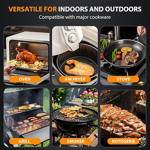 AI Smart Wireless Meat Thermometer, 10X Enhanced Signal and Stability, with 2 Probes High-Accuracy Sensors, Standalone Display Base, Instant Read LCD & App Control for Kitchen,BBQ,Oven,Grill,Air Fryer