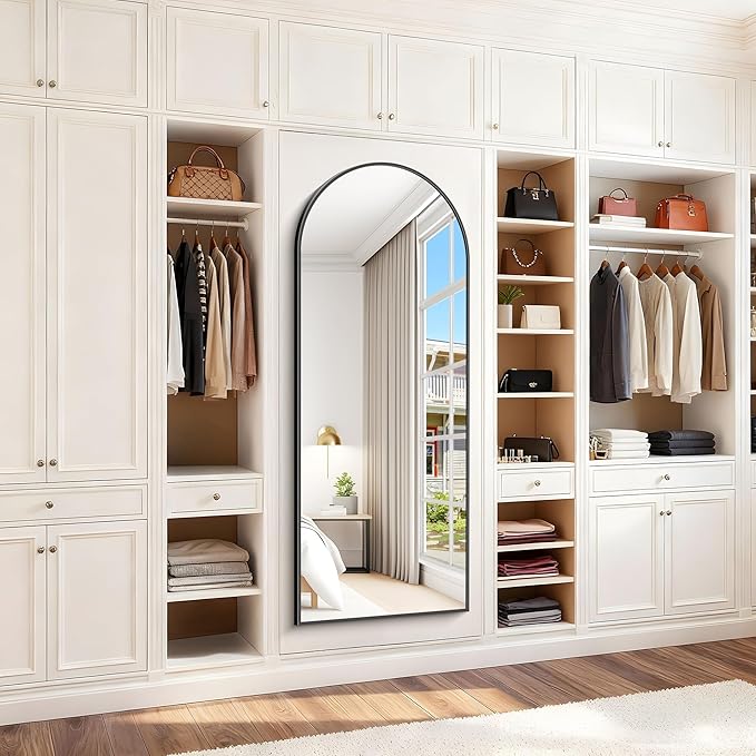 Arched Mirror, 24’’x60’’ Black Arch Mirror for Bathroom, Arched Bathroom Mirror with Frame, Modern Wall Mounted Mirror for Over Sink Mantle Bedroom Vanity Living Room Entryway