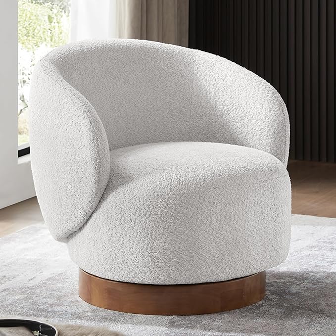 Swivel Accent Chair Round Barrel Armchair Upholstered Performance Fabric for Living Room Bedroom Waitingroom,1 Box,Light Grey