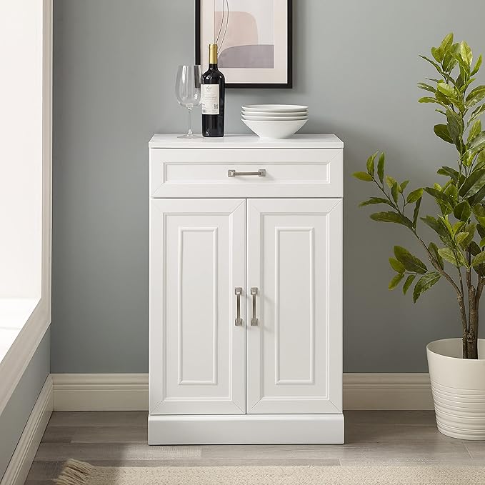 Crosley Furniture Stanton Pantry Storage Cabinet with Shelves, Kitchen, Dining, or Laundry Room, White