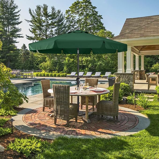 ABCCANOPY 7.5ft Scalloped Patio Umbrella, Outdoor Table Umbrella with Tilt and Crank, Fiberglass Ribs Deck Umbrella for Patio, Pool, Garden, Picnic (Deep Green)