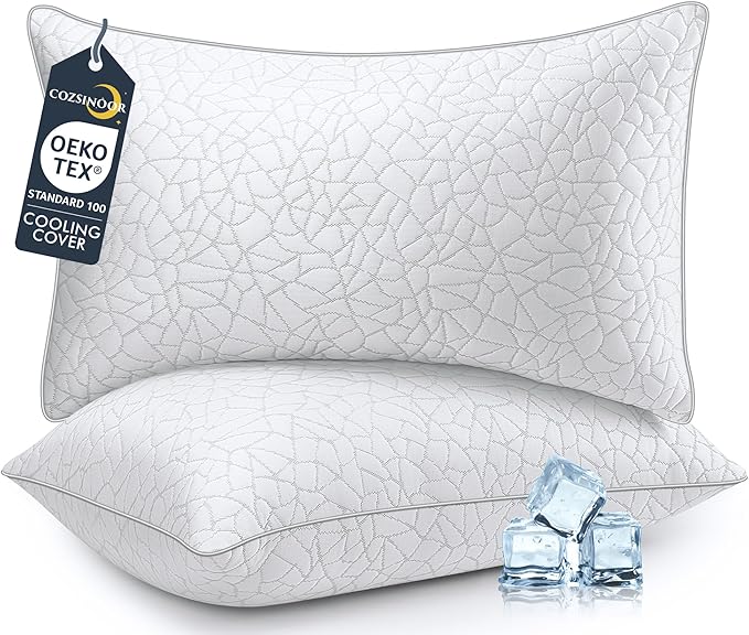 COZSINOOR Bed Pillows Queen Size - Breathable Premium Down Alternative Pillows Set of 2 for Side, Back, and Stomach Sleepers Cooling Hotel Quality Fluffy Soft Microfiber Fill Skin-Friendly