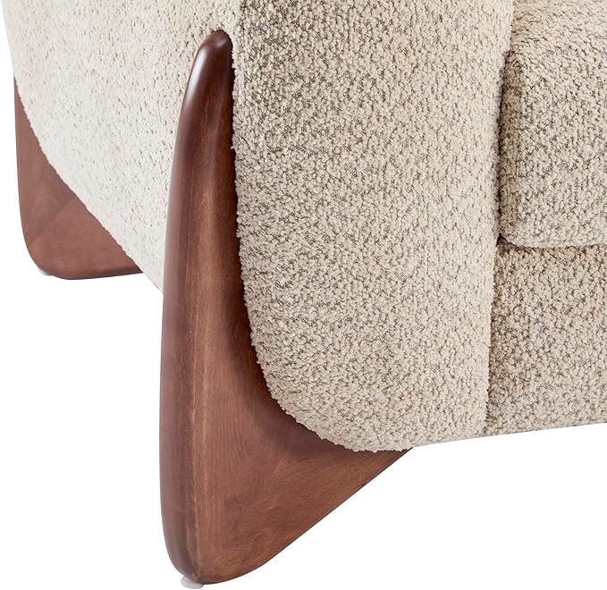Christopher Knight Home Almad 2 Pieces Sofa Couch Set, Cozy 3-Seater Sofa and Loveseat for Living Room, Upholstered Couch Chair, Soft Seating Lounge Sofa with Wood Frame, Boucle Fabric, Almond