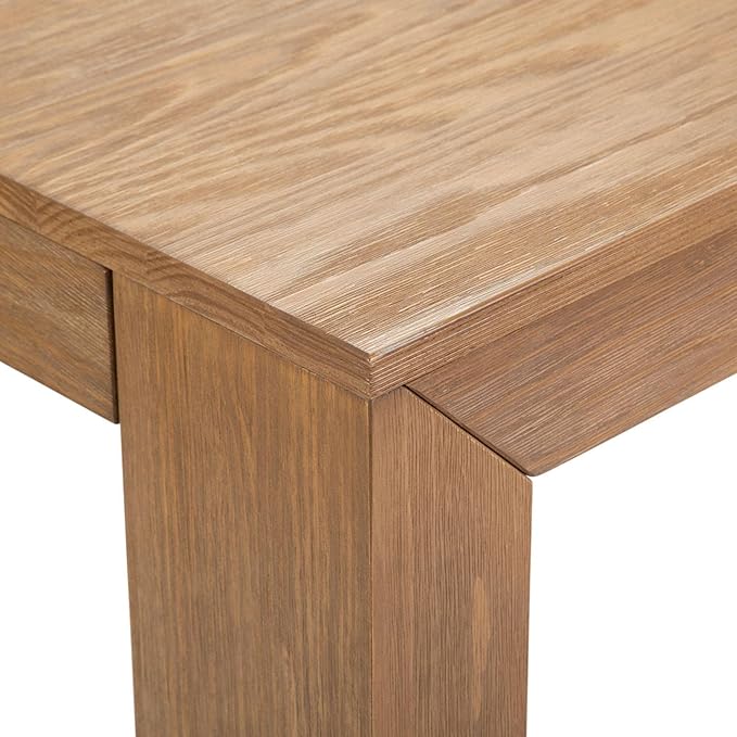 Plank+Beam 72 Inch Modern Solid Wood Dining Table - Solid Pine, Wirebrush Finish, Seats 6, Non-Toxic Finish, Easy Assembly, for Kitchen or Office, Pecan Wirebrush