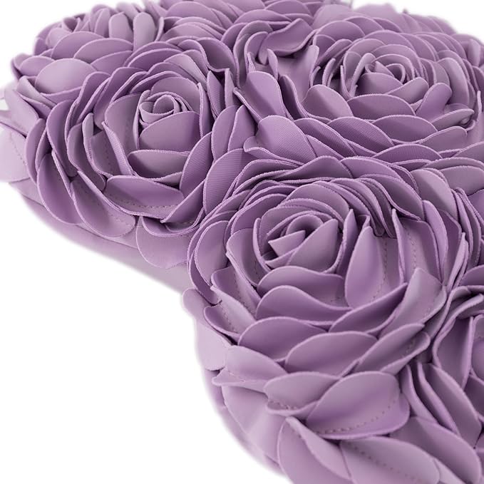 JWH Heart Flower Throw Pillow Covers Decorative Floral Shaped Accent Cushion Soft Pillowcase for Sofa Couch Living Room Bed Chair 14x16 Inches Purple Lilac