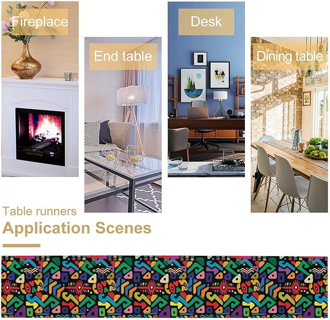 African Table Runner Abstract Geometry Nationality Tribe Table Runner for Kitchen Party Home Dining Room Table 13x36in