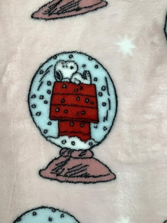 Berkshire Blanket & Home Co Peanuts Winter Blanket, Polyester (Light Pink - Characters in Snow Globes, Twin)