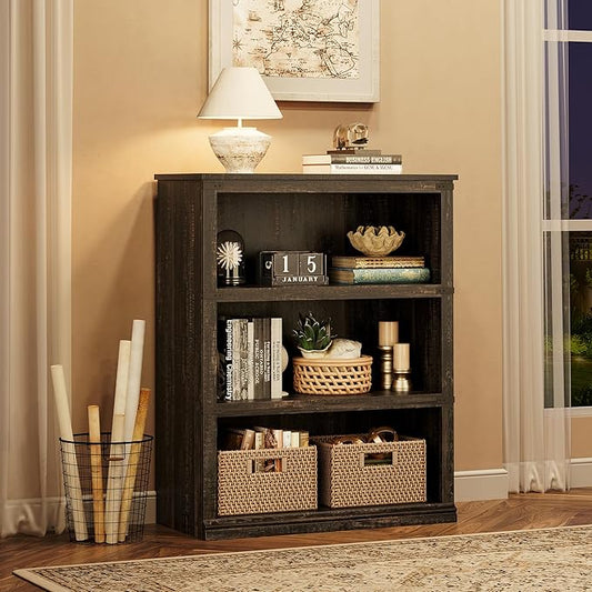 GAOMON 3 Tier Bookcase, Farmhouse Book Shelf with Storage Open Display Bookshelves, 40" Low Book Case Wooden 3 Shelf Bookcase Home Decor Furniture for Home Office, Living Room, Bed Room - Oak