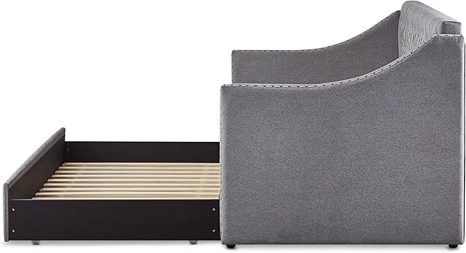 Homelegance Tulney Fabric Upholstered Daybed with Trundle, Twin, Gray