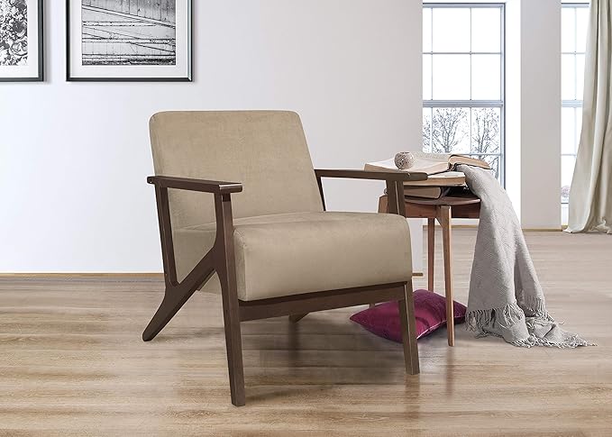 Lexicon New Castle Velvet Accent Chair, 27.5" W, Light Brown