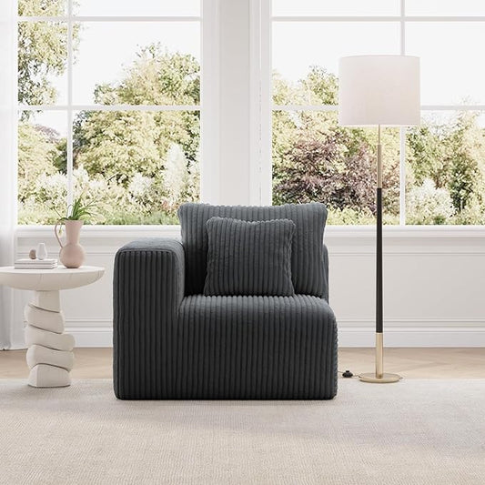 Novilla Modular Sectional Sofa, Modern Cloud Sectional Couch with Smarts Coil® Support, Upholstered Boneless Couch for Living Room Apartments Bedroom, No Assembly Required, Dark Gray (Left-Arm Chair)