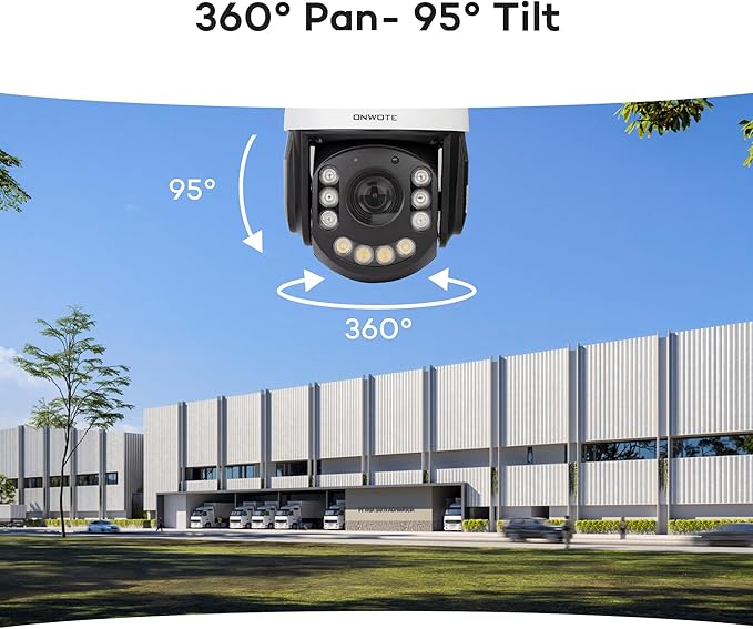 ONWOTE 20X Optical Zoom 4K PTZ PoE IP Security Camera, Auto Cruising& Human Tracking, AI Detection Trigger Color Night Vision, 360° Pan 95° Tilt, Two Way Talk, 262-328ft IR, Outdoor Commercial Camera
