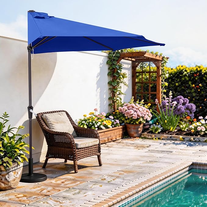 ABCCANOPY Patio Umbrella 9FT - Outdoor Half Umbrellas for Patio, Backyard, Garden, Deck (Blue)