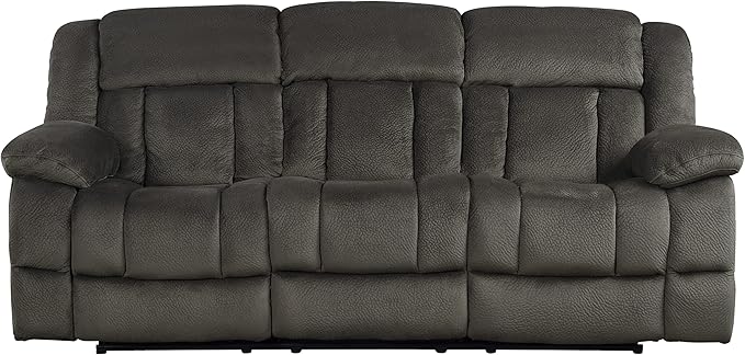 Lexicon Home Theater Seating, Wall Hugger Manual Reclining Sofa, 3-Seat Dual Recliner Sofa for Living Room, 90" W Sofa, Chocolate