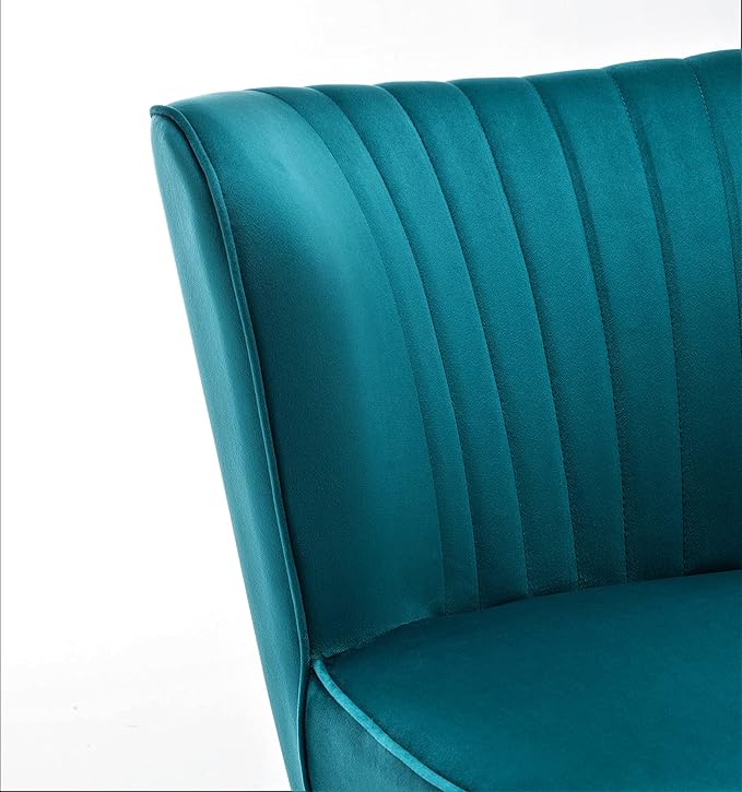 Modern Velvet Accent Chair for Living Room, Bedroom, or Entryway, Stylish and Comfortable Armless Design with Metal Legs, Greynish Blue