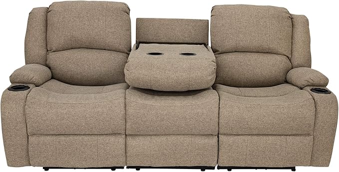 RecPro Charles Powered Double Recliner Sofa & Loveseat | Wall Hugger RV Furniture - Cloth Oatmeal 80''