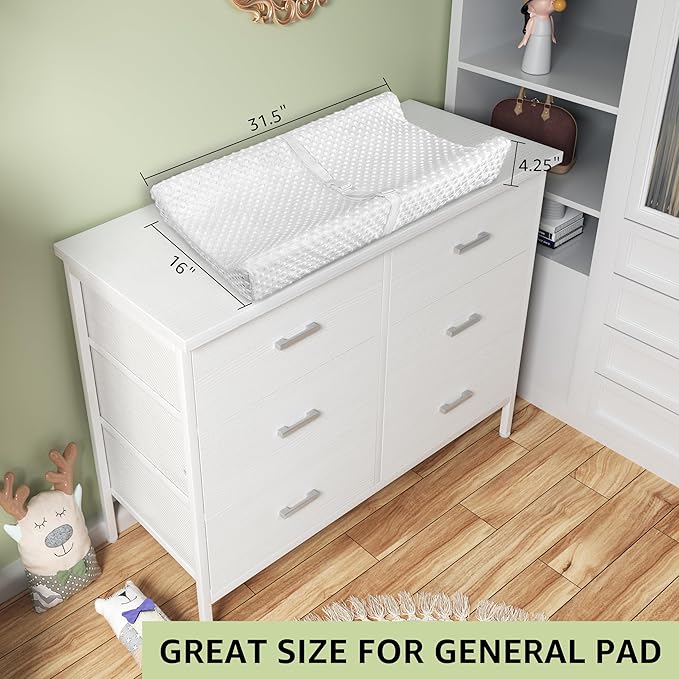 BOLUO Large White Dresser for Bedroom 6 Drawer, Wide Fabric Dressers & Chests of Drawers Modern