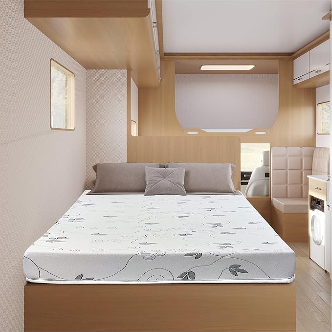 Greaton, 6-Inch High-Density Cooling Gel Memory Foam RV Mattress Replacement, Medium Firm, Good for Trailers, Camper Vans, Sofa Bed and Other Furniture Application, 32" x 29", White