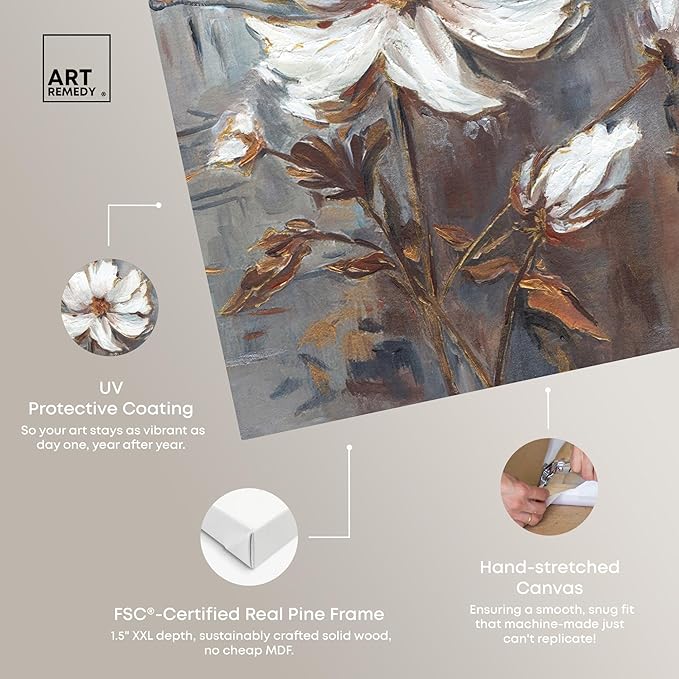 Art Remedy White Textured Flowers Canvas Elegant Floral Wall Art, Gallery Wrapped, 10" x 15"