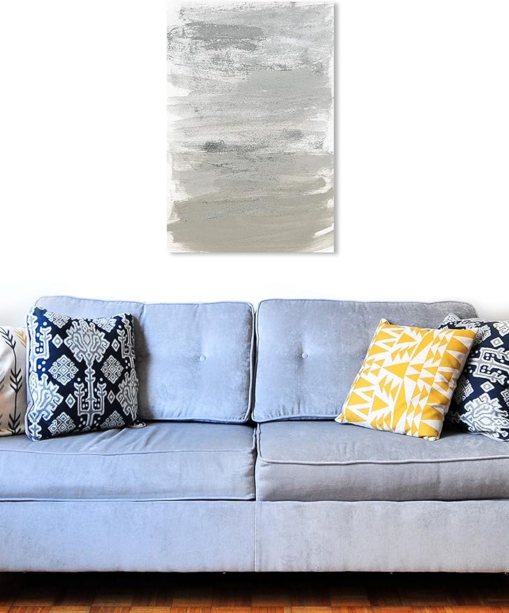 The Oliver Gal Artist Co. Oliver Gal 'Silver Storm' Gray Abstract Wall Art Print Premium Canvas 24" x 36"