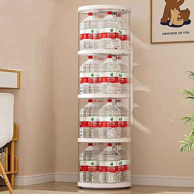 5 Tier Rotating Bookshelf Tower, 360° Rotating Bookshelf, Space Saving Rotating Bookshelves, Revolving Bookcase Suitable for Bedrooms, Living Rooms, Studies and Offices, White, Lazy Susan