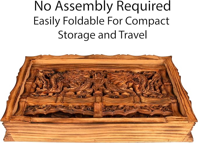 Tribe Azure Fair Trade Small Altar Table, Meditation Table Altar, Small Puja Table, Meditation Altar Wood Wiccan Buddhist, Tea Japanese, Low Side Dragon (Large)