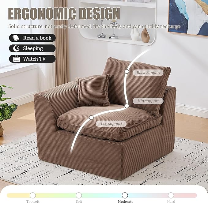 80.3" Cloud Loveseat Boneless Sofas for Living Room, 2 Seaters Modular Foam Cloud Sofa Couches, 2 Seat Compression Foam Couch with Toss Pillows, No Assembly Required