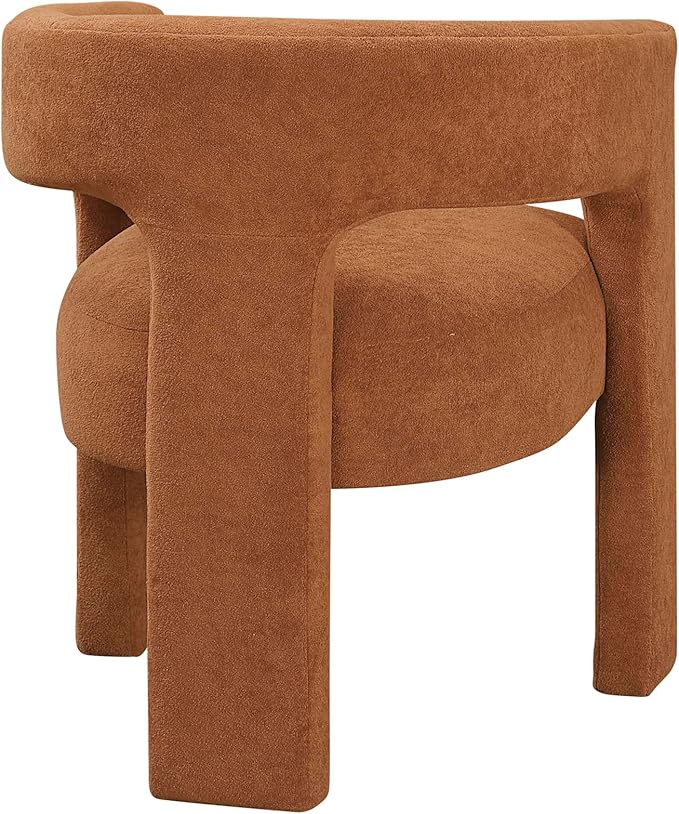 Lexicon Modern Boucle Upholstered Dining Chairs Set of 2, Curved Backrest Accent Chair with Plywood Frame and Plush Seat, for Dining Room, Home Office, No Assembly Required, Orange