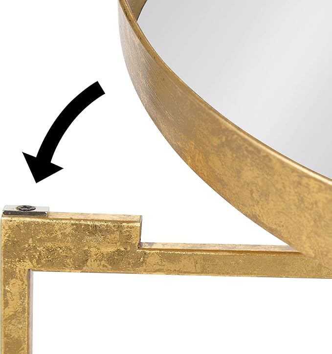 Kate and Laurel Celia Metal Foldable Round Accent Coffee Table, 28.25" x 28.25" x 19", Mirrored Surface and Gold Frame, Modern Minimalist Design and Detachable Magnetic Tabletop