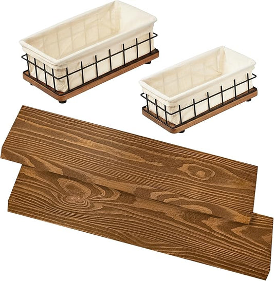 BAOBAB WORKSHOP Bundle - 2 Items: Wood and Wire Baskets with Floating Shelves for Bathroom Decor, Toilet Paper Storage, Living Room Bedroom and Kitchen