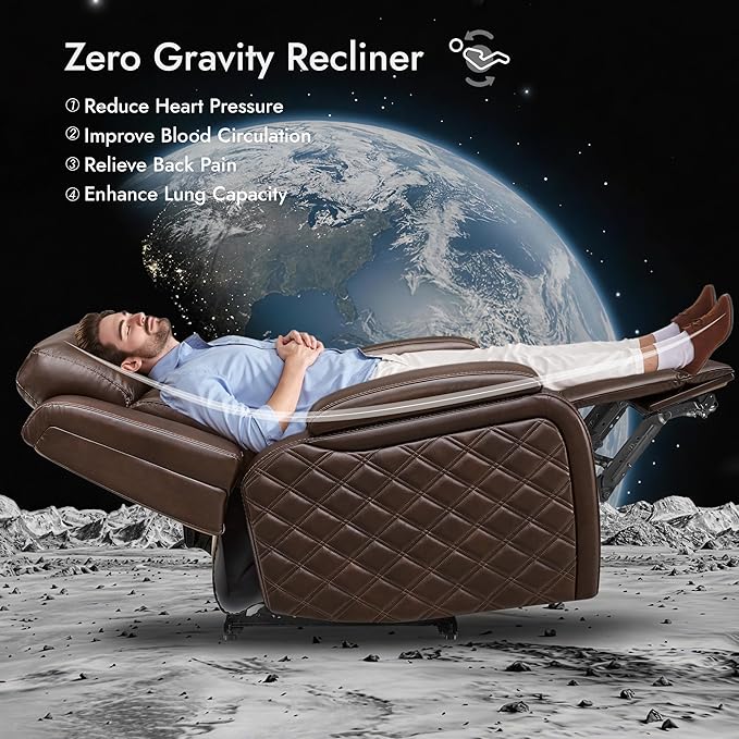 Watson & Whitely Genuine Leather Power Recliner Sofa and Loveseat Set, Zero Gravity Reclining Couch with Storage Console, Power Headrest & Wireless Charging, Cup Holders for Living Room, Dark Brown
