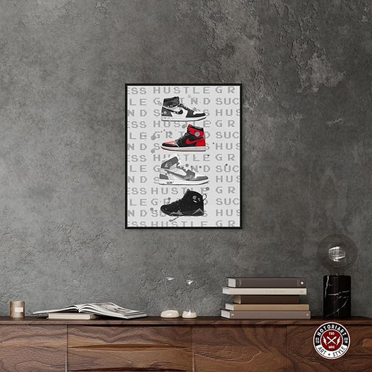 Hype Sneakers Framed Sneaker 1 Piece Canvas Wall Art, 21" x 25", Black Frame