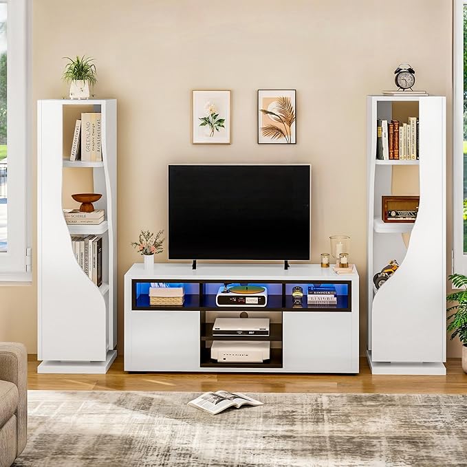 YITAHOME 4-Tier Corner Bookshelf, Irregular Shape Corner Shelf, Modern Narrow Shelf Organizer Storage for Bedroom, Living Room, Study Room,White